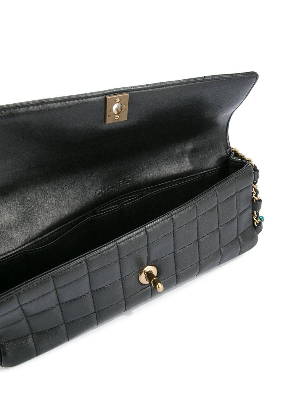 Chanel Black Leather Multi Color Gripoix Evening Clutch Shoulder Flap Bag 3