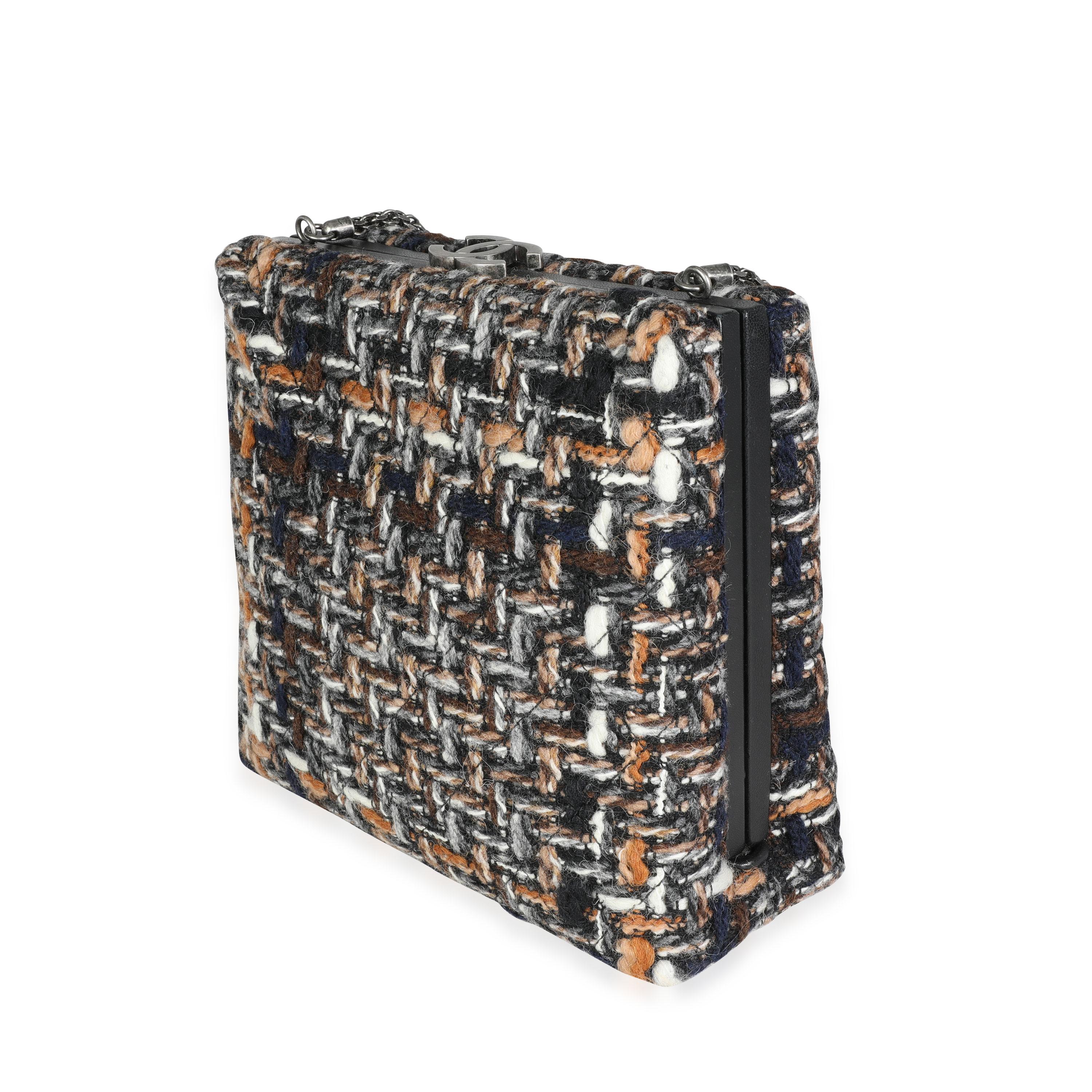 Women's or Men's Chanel Black Leather & Multicolor Tweed Il Quadrato Box Shoulder Bag