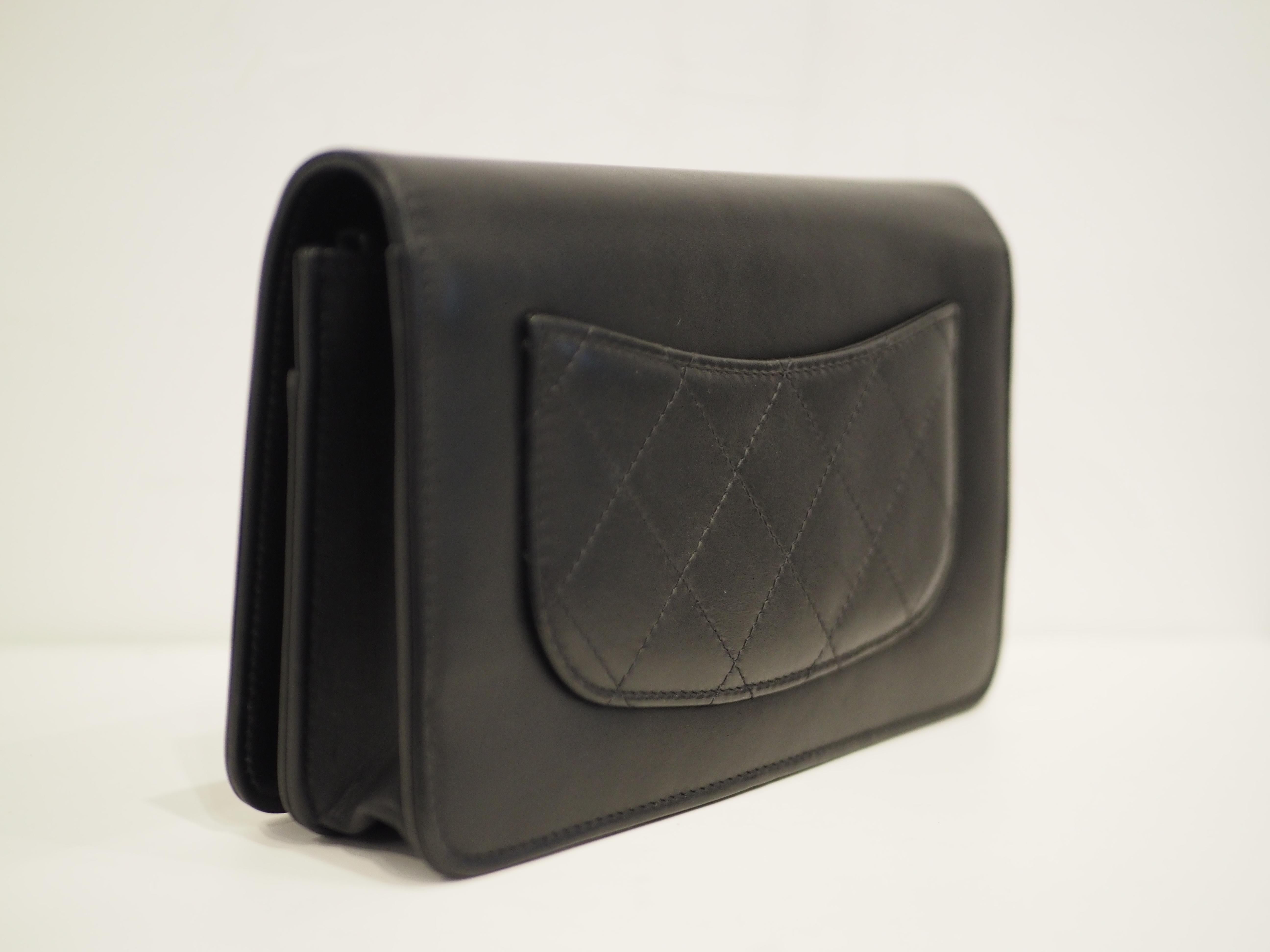 Chanel Black leather multitone hardware lettering WOC handle or shoulder bag
Wallet on chain embellished with 