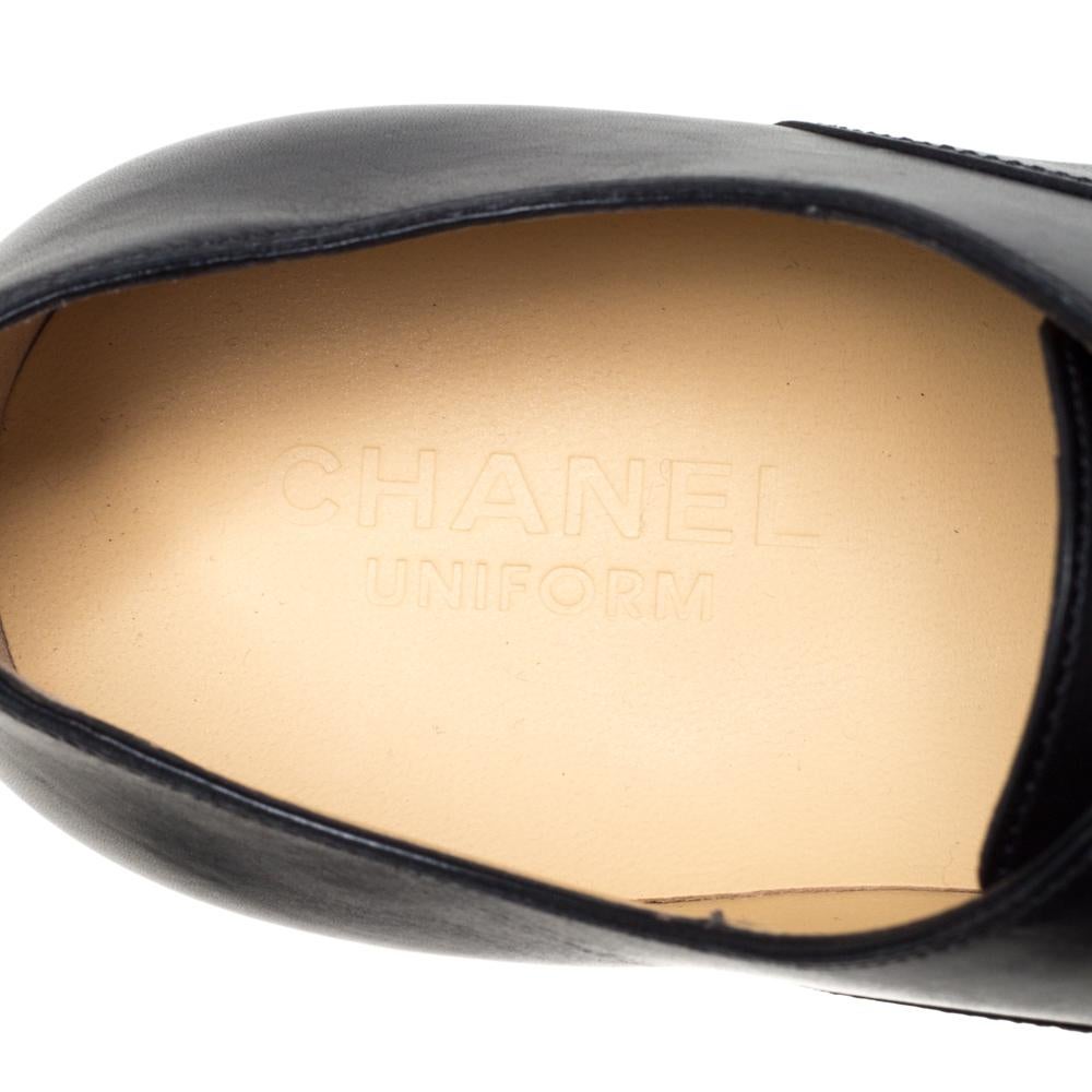 Chanel Black Leather Oxfords Size 43 1
