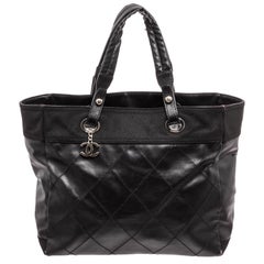 Chanel Black Leather Paris Biarritz Shoulder Bag