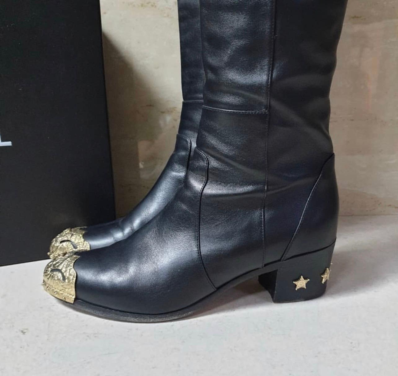 thigh high chanel boots