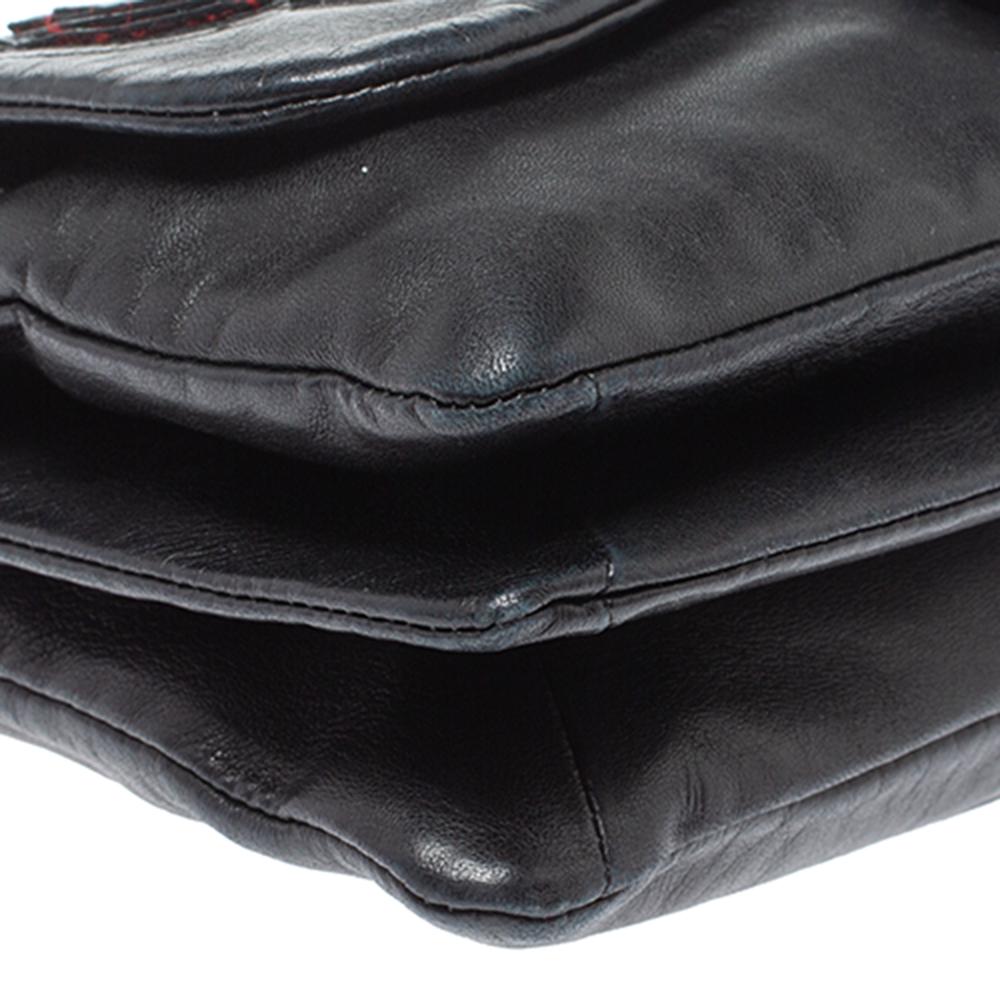 Chanel Black Leather Paris Shanghai Camellia Flap Bag In Good Condition In Dubai, Al Qouz 2