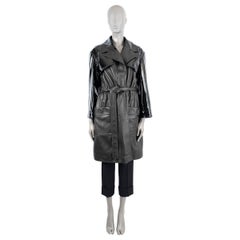 CHANEL black leather & patent 2018 18S TRENCH Coat Jacket 38 S