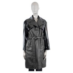 CHANEL black leather & patent 2018 18S TRENCH Coat Jacket 38 S