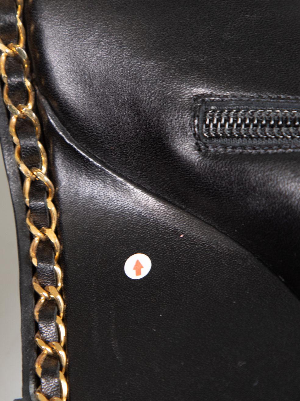 Chanel Black Leather Peep Toe Wedge Boots Size IT 36.5 3