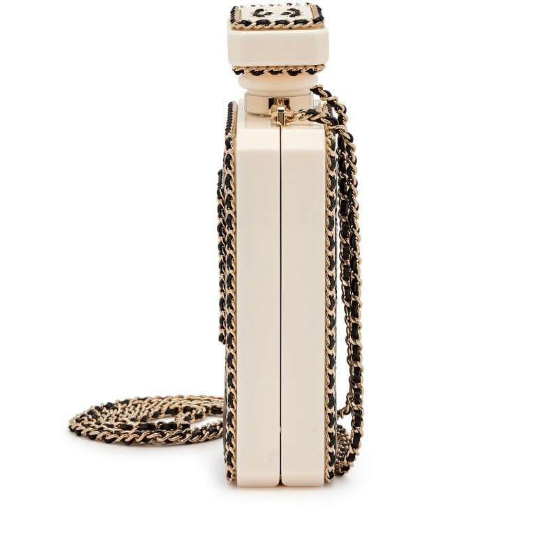 Chanel Black Leather Perspex Gold Perfume Bottle Minaudiere Bag For Sale 1