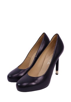 Chanel Black Leather Platform Pumps - EU 38.5