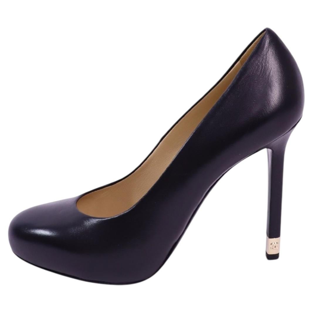 Escarpins à plateforme en cuir noir Chanel - 38,5 (taille européenne)