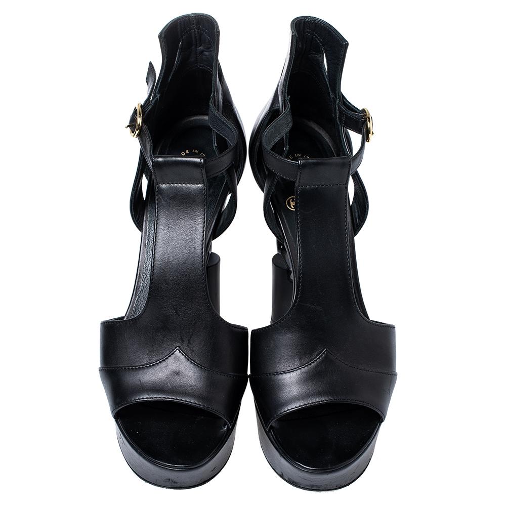 Women's Chanel Black Leather Platform Sandals Size 39