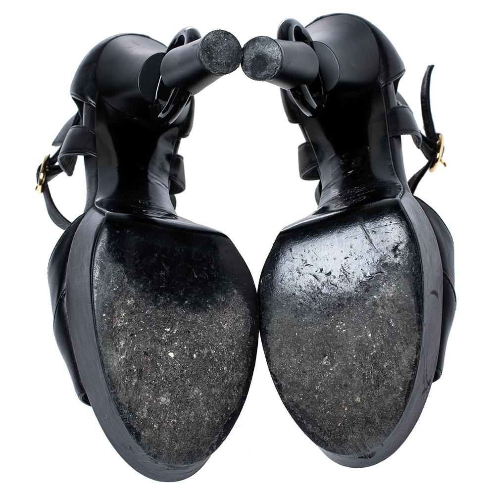 Chanel Black Leather Platform Sandals Size 39 3