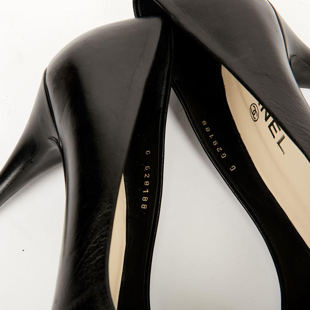 Chanel Black Leather Pumps with Camellia 3