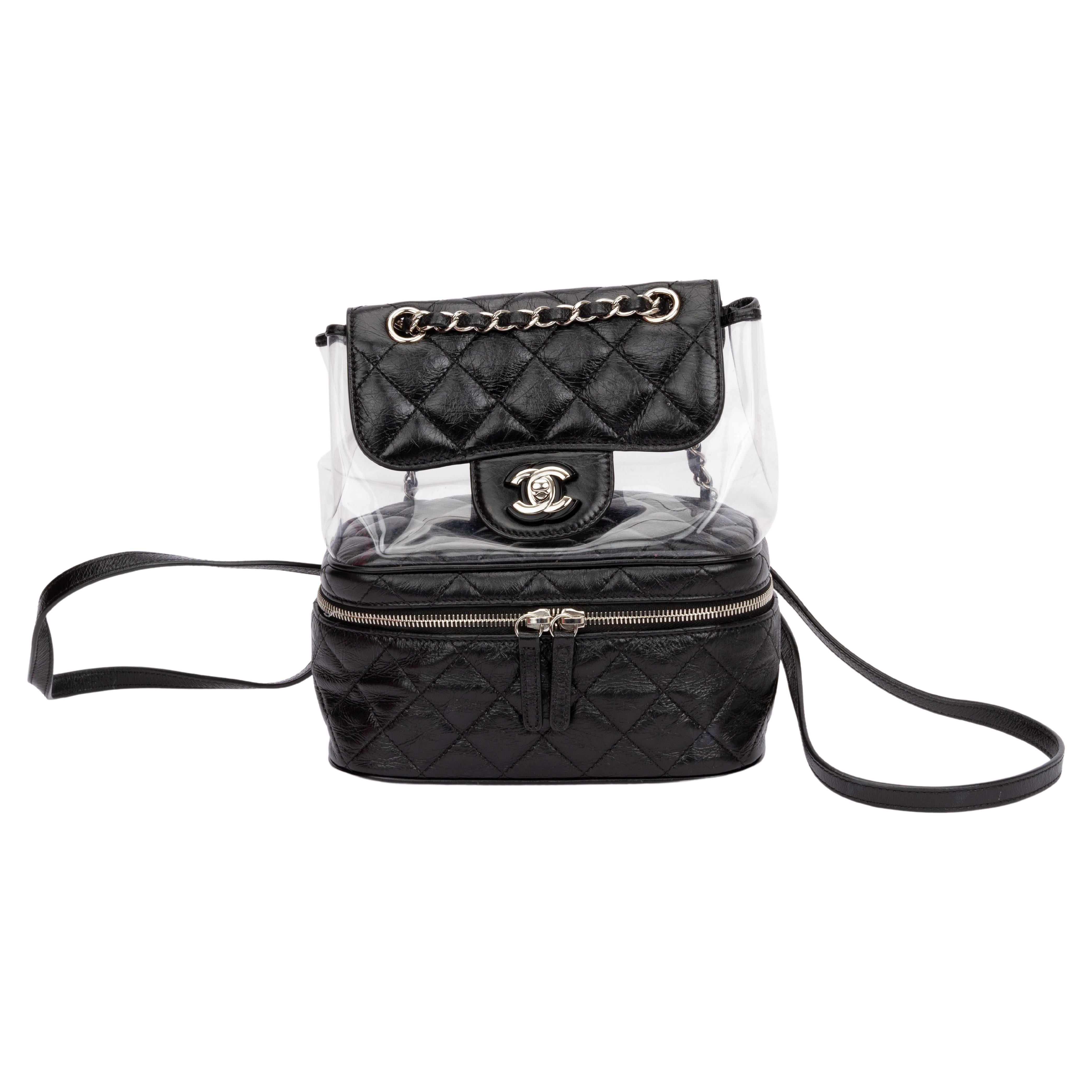 Chanel Black Leather / Pvc Backpack at 1stDibs chanel pvc backpack