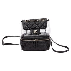 Chanel Black Leather / Pvc Backpack