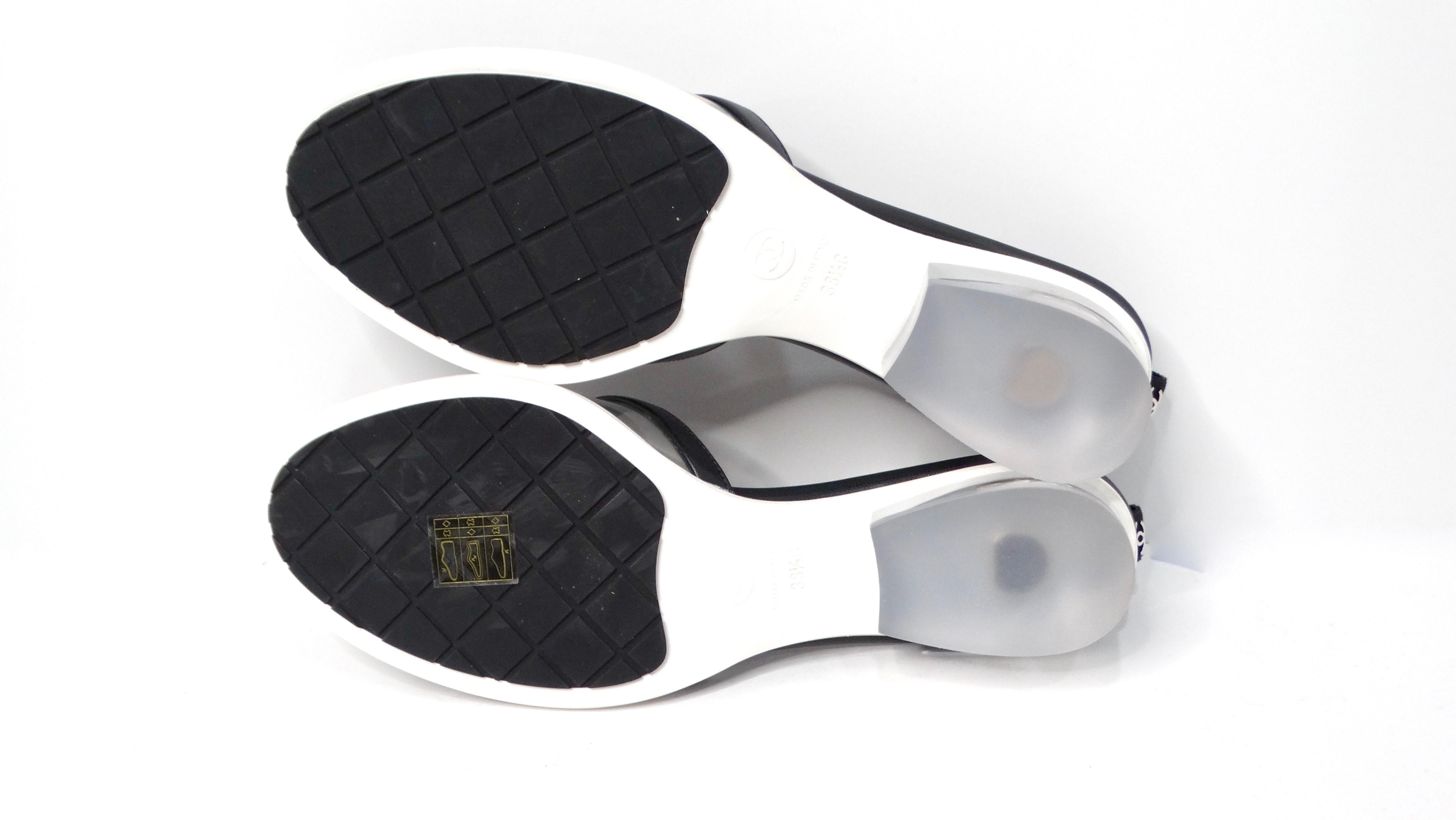 Chanel Black Leather & PVC Slide Sandals With Resin Block Heels 5