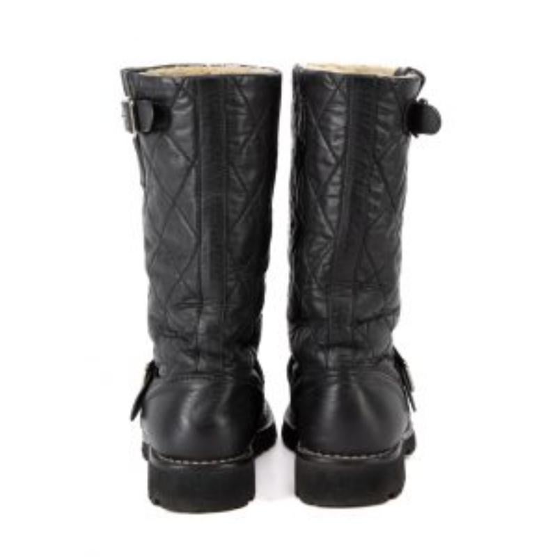 Women's Chanel Black Leather Quilted Boots Size IT 40