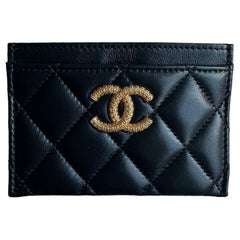 Chanel Black Leather Quilted CC Card Holder