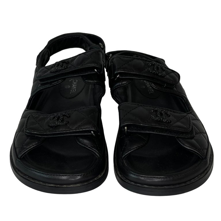 CHANEL, Shoes, Chanel 23c Dad Sandals In Laminated Lambskin Leather Sz 45