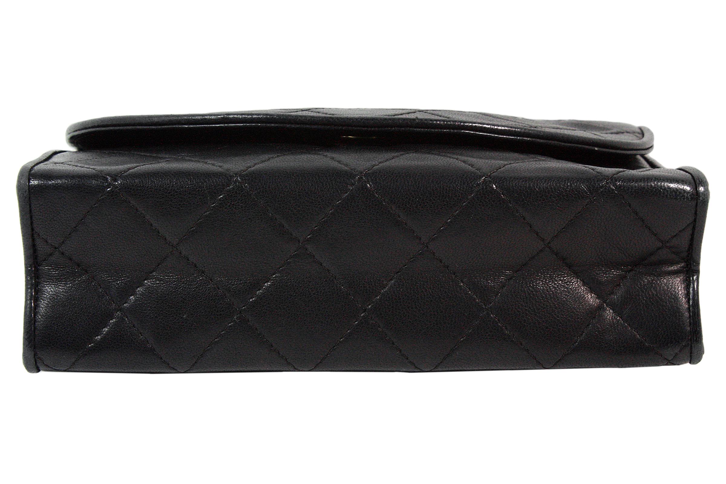 Chanel Black Leather Quilted Crossbody Bag with Tassle In Good Condition For Sale In Los Angeles, CA