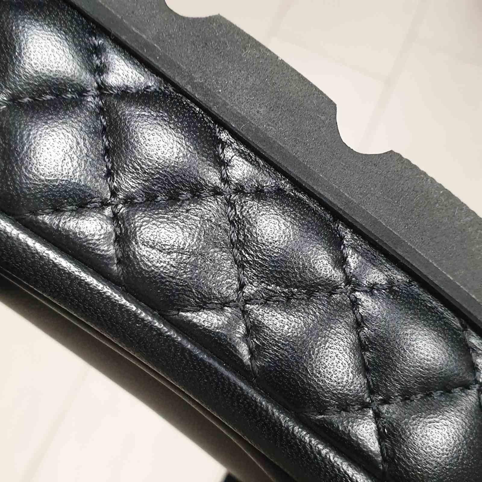 Chanel Black Leather Quilted Low Wedge Sandals 1