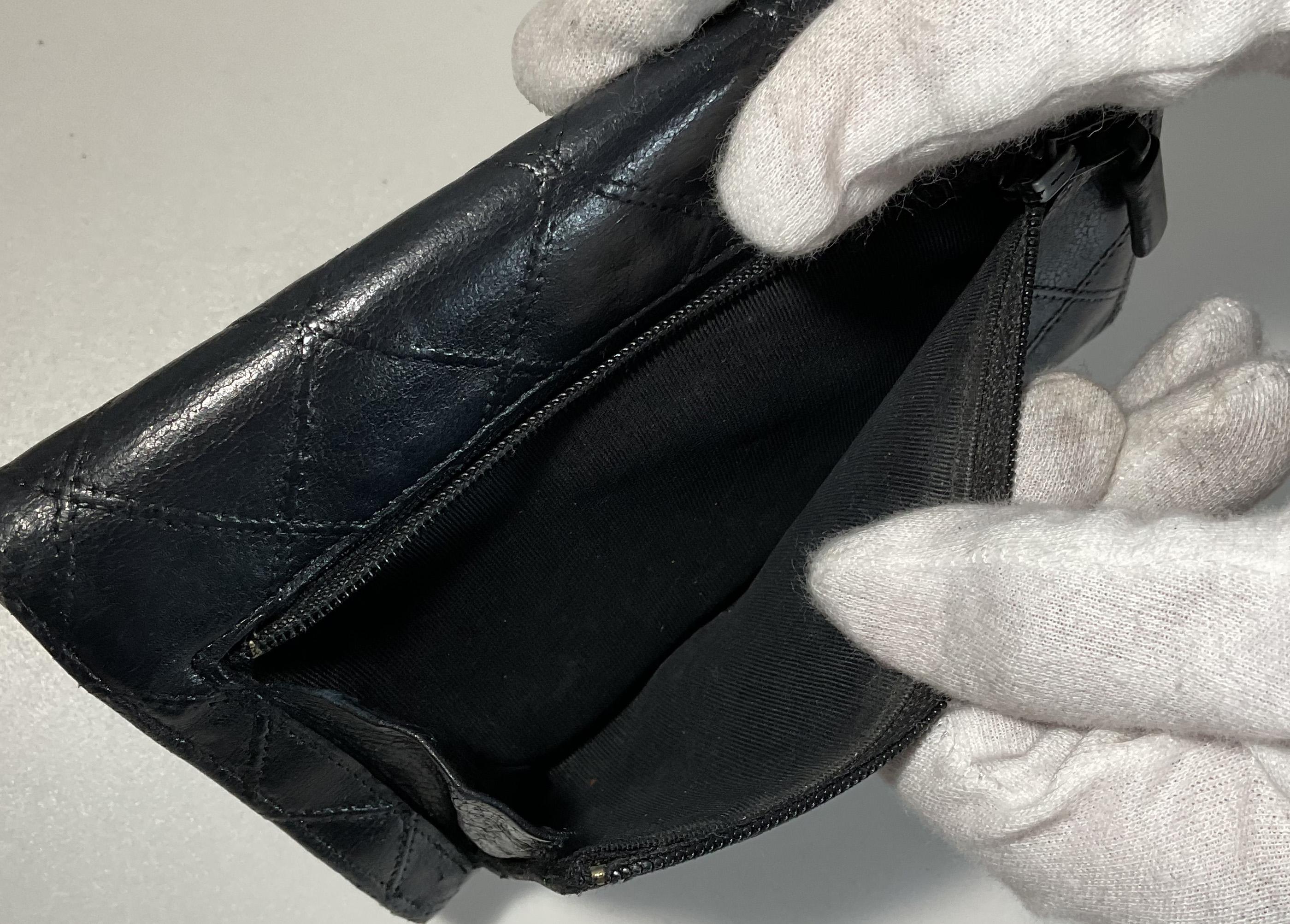 CHANEL Black Leather Quilted Wallet 4