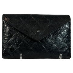 CHANEL Black Leather Quilted Wallet