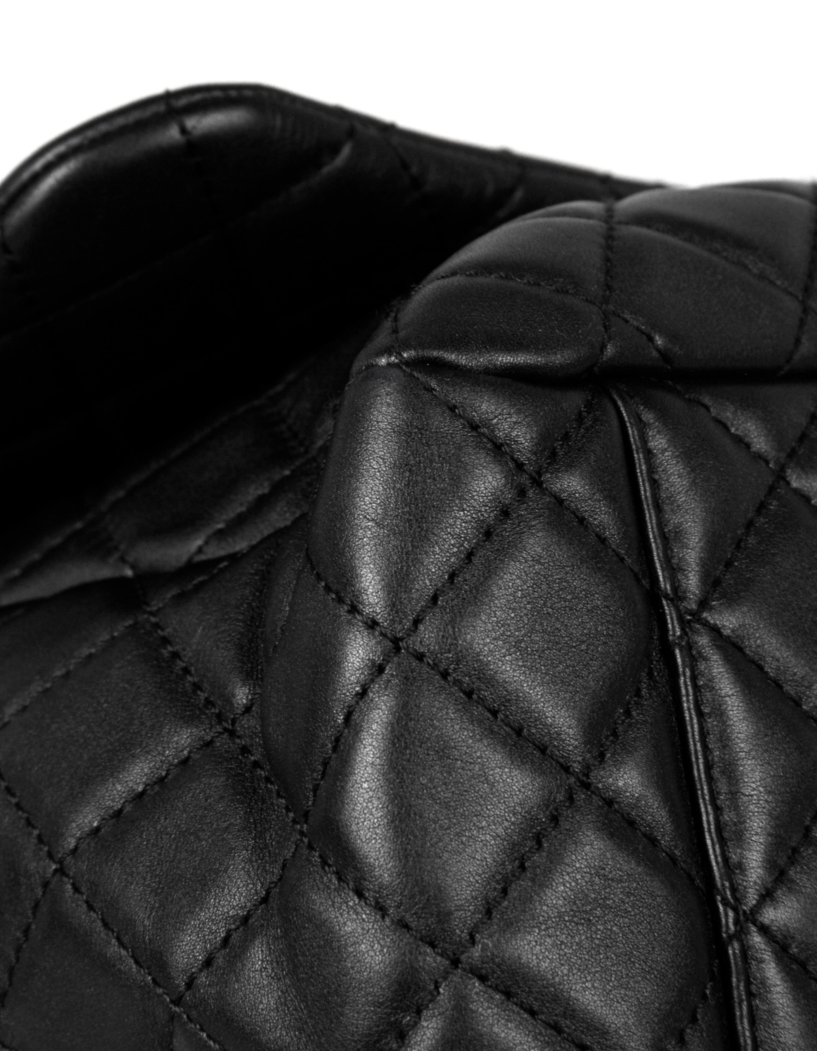 Chanel Black Leather Quilted XXL Airlines Flap Bag In Excellent Condition In New York, NY