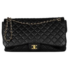 Chanel Black Leather Quilted XXL Airlines Flap Bag
