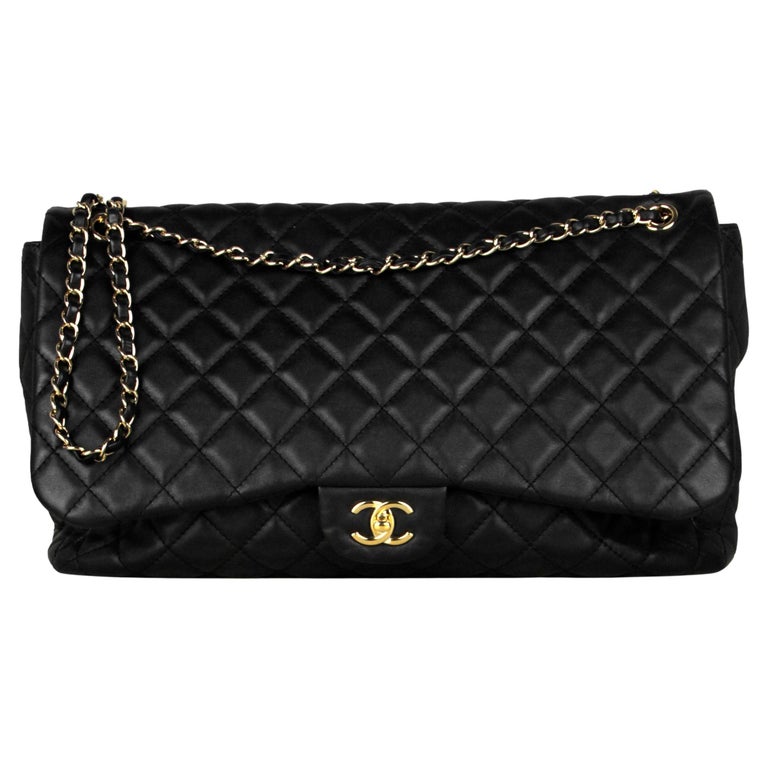 Chanel Black Leather Quilted XXL Airlines Flap Bag For Sale at 1stDibs ...