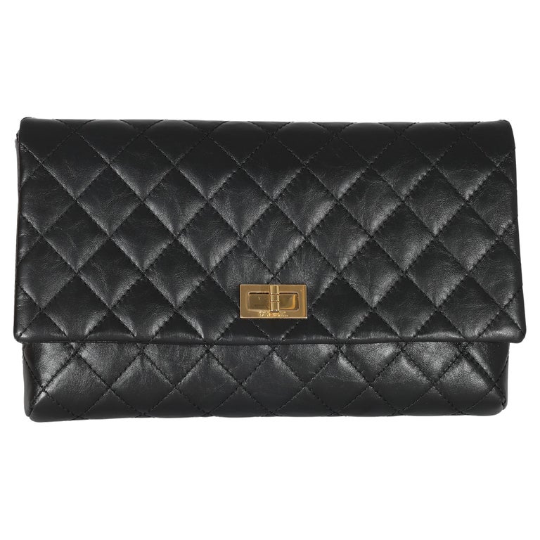 Chanel Black Leather Reissue Fold Over Clutch For Sale at 1stDibs