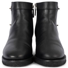 CHANEL black leather REV TURNLOCK Ankle Boots Shoes 38