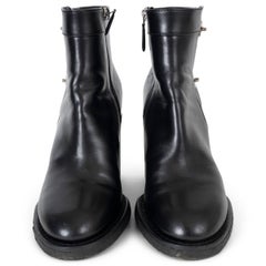 CHANEL black leather REV TURNLOCK Ankle Boots Shoes 39 G31285