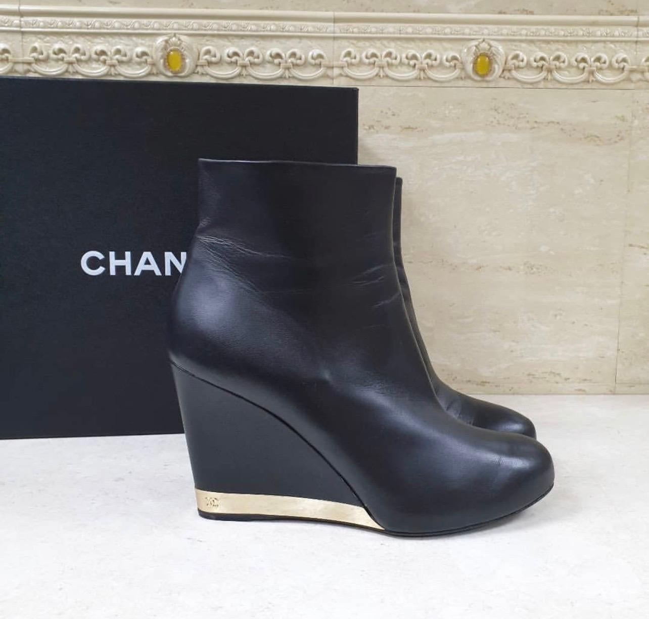 chanel wedge boots