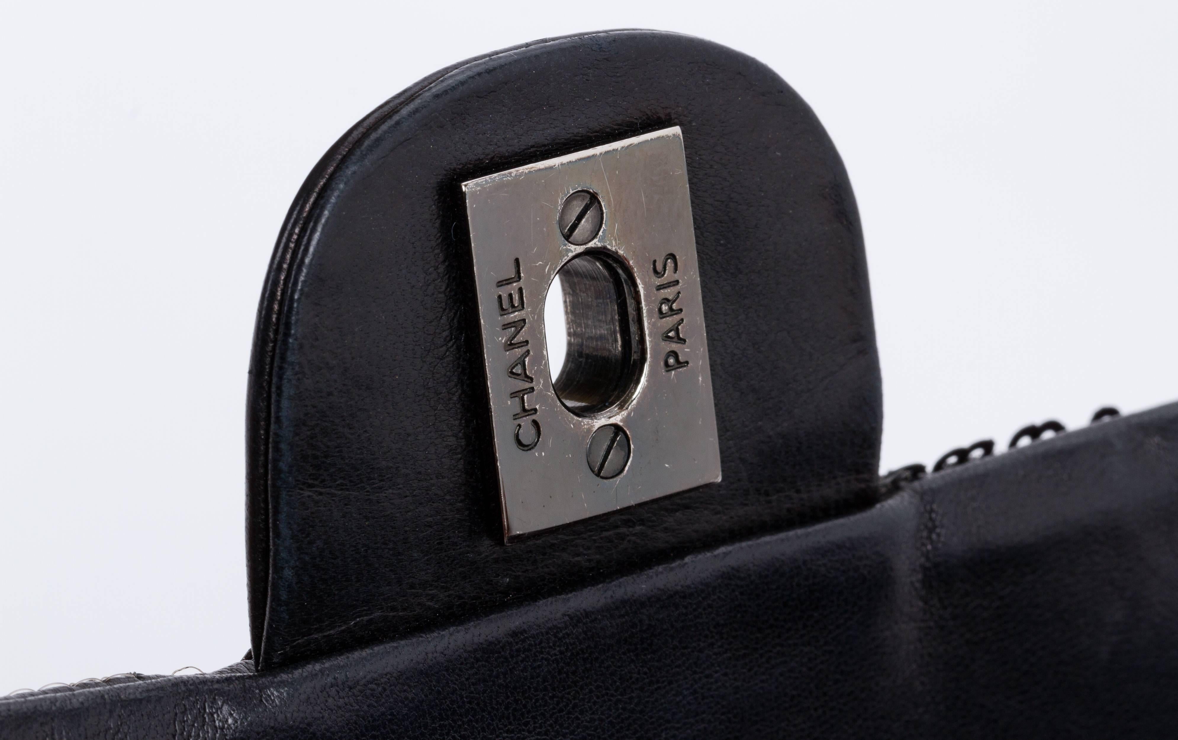 Chanel Black Leather Sequins Handbag 3