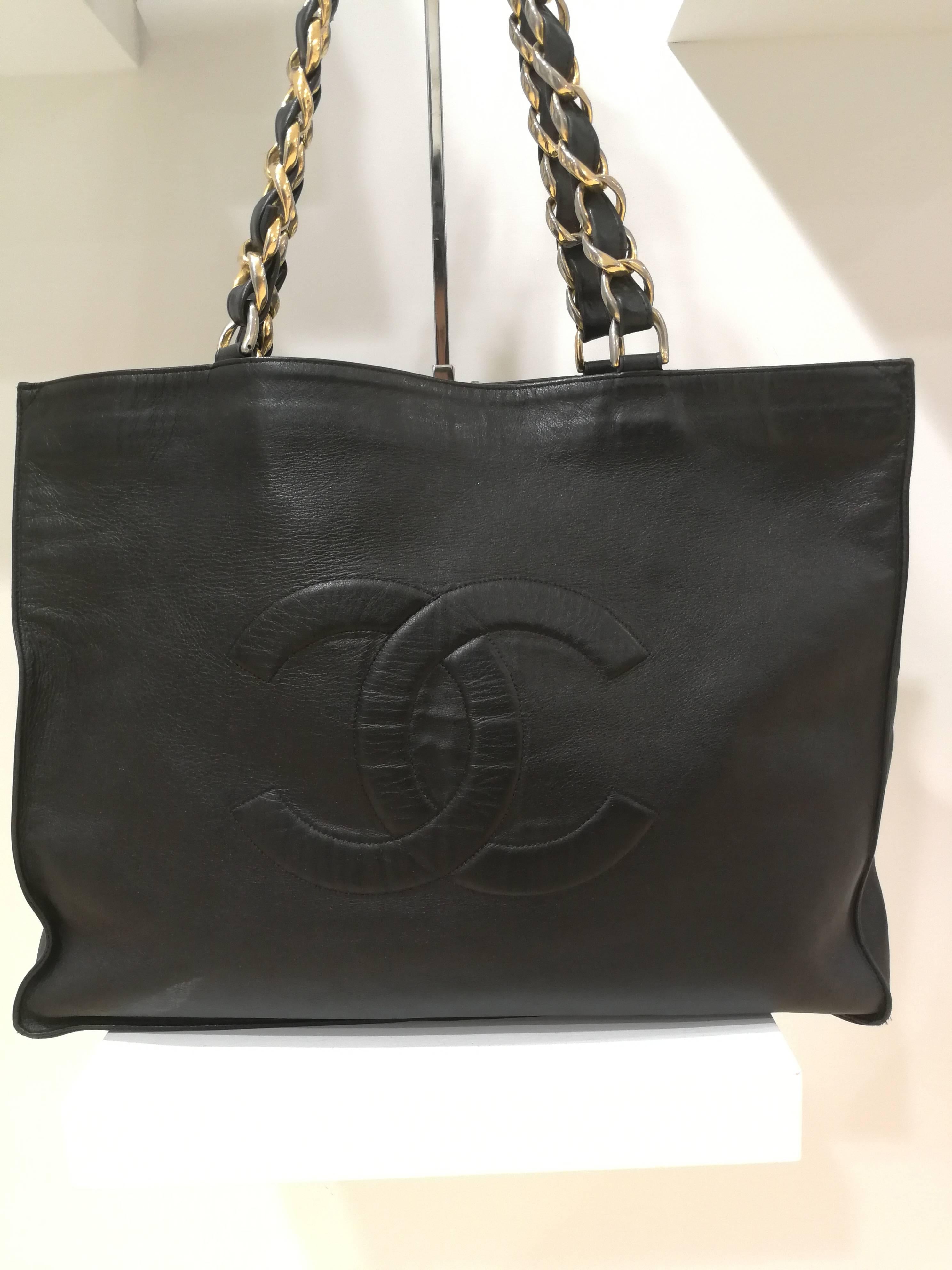 Chanel Black Leather Shopper Bag 7