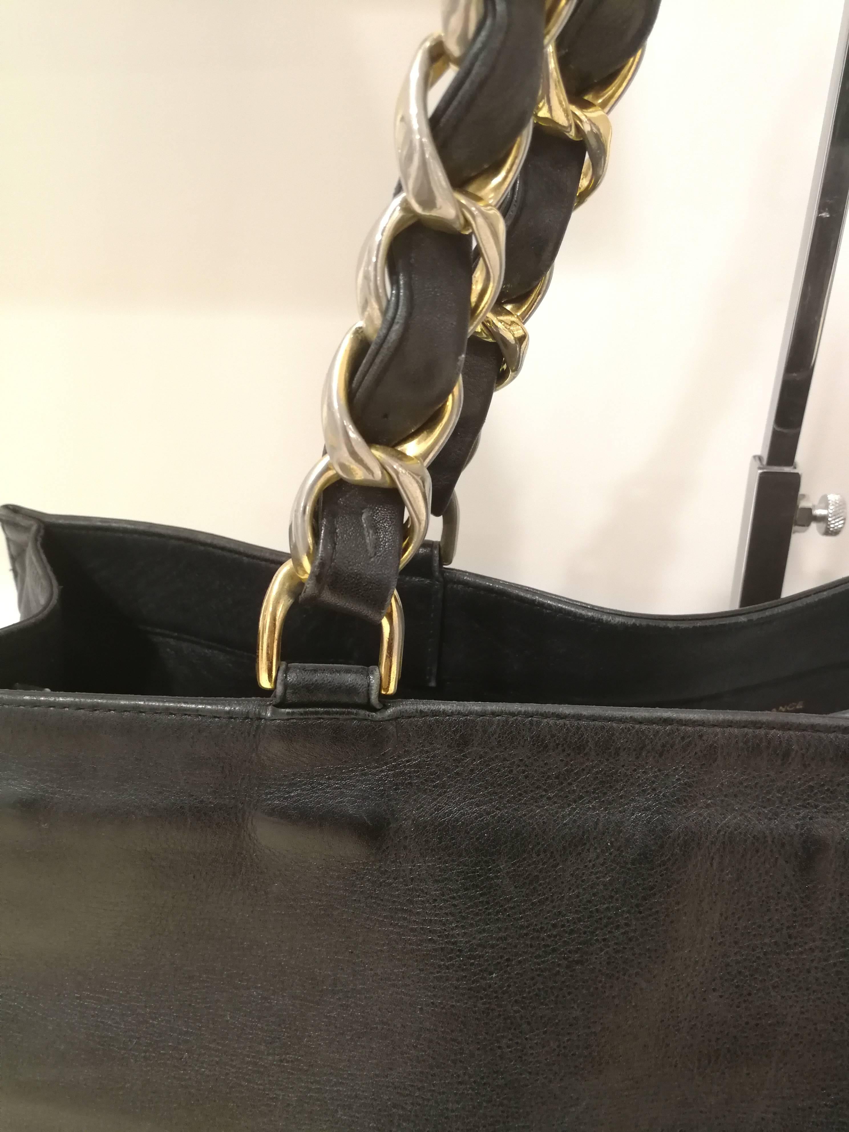 Chanel Black Leather Shopper Bag 2