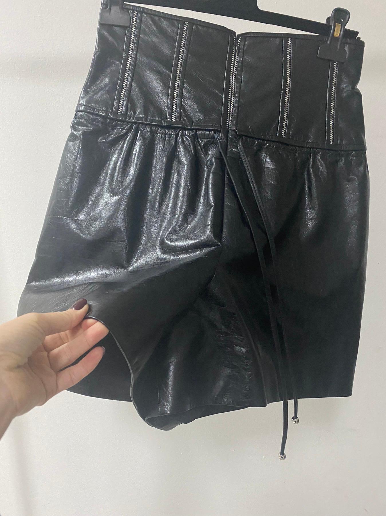 Women's Chanel Black Leather Shorts