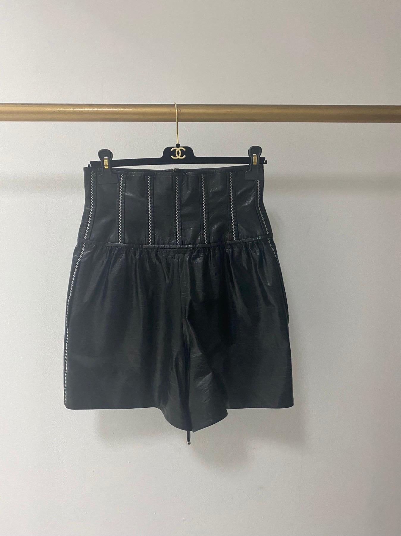 Chanel Black Leather Shorts 2