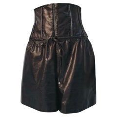 Chanel Short en cuir noir Sz.38