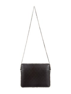 Chanel Black Leather Silver God Chain Travel Shoulder Bag in Box