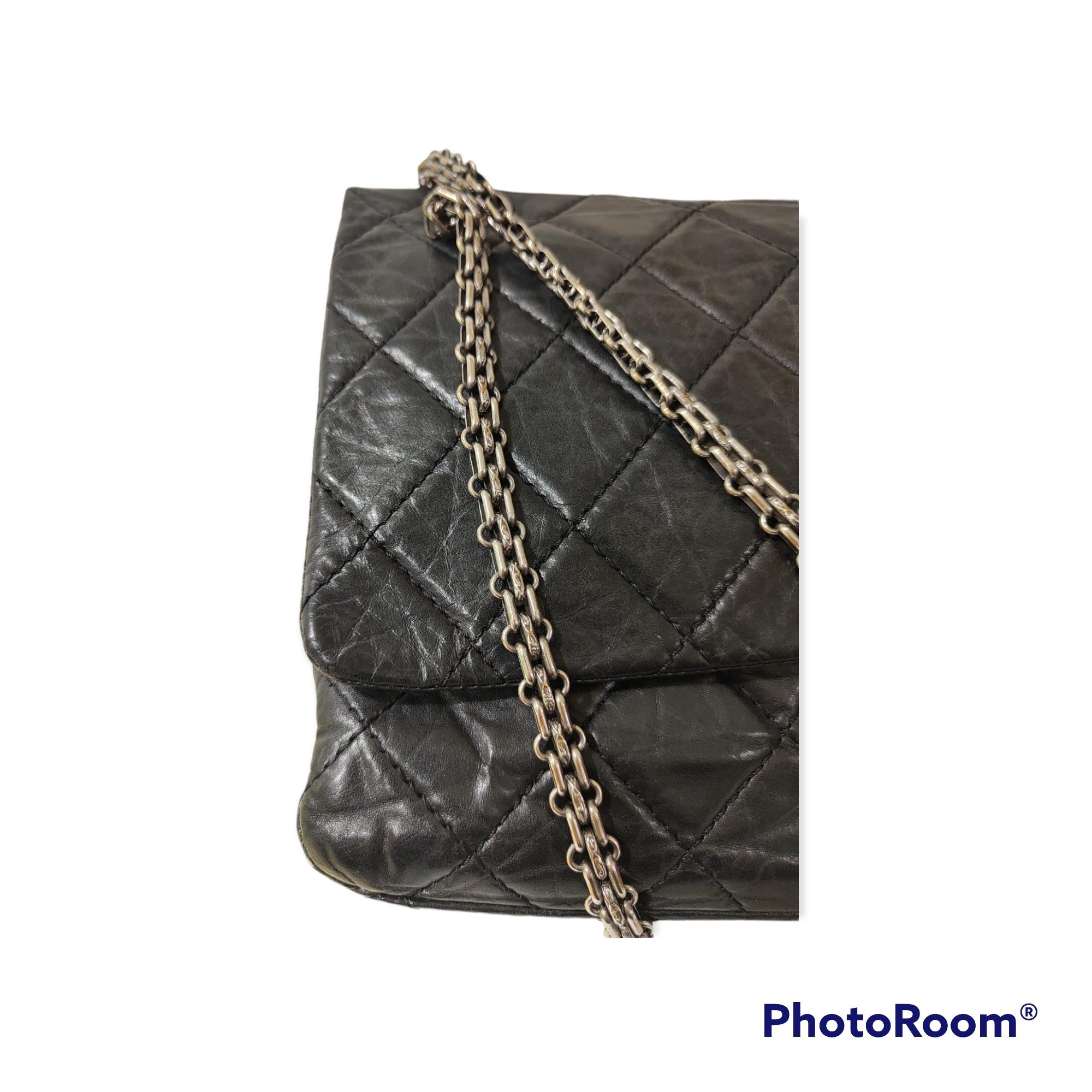 Women's or Men's Chanel black leather silver hardware double flap shoulder bag