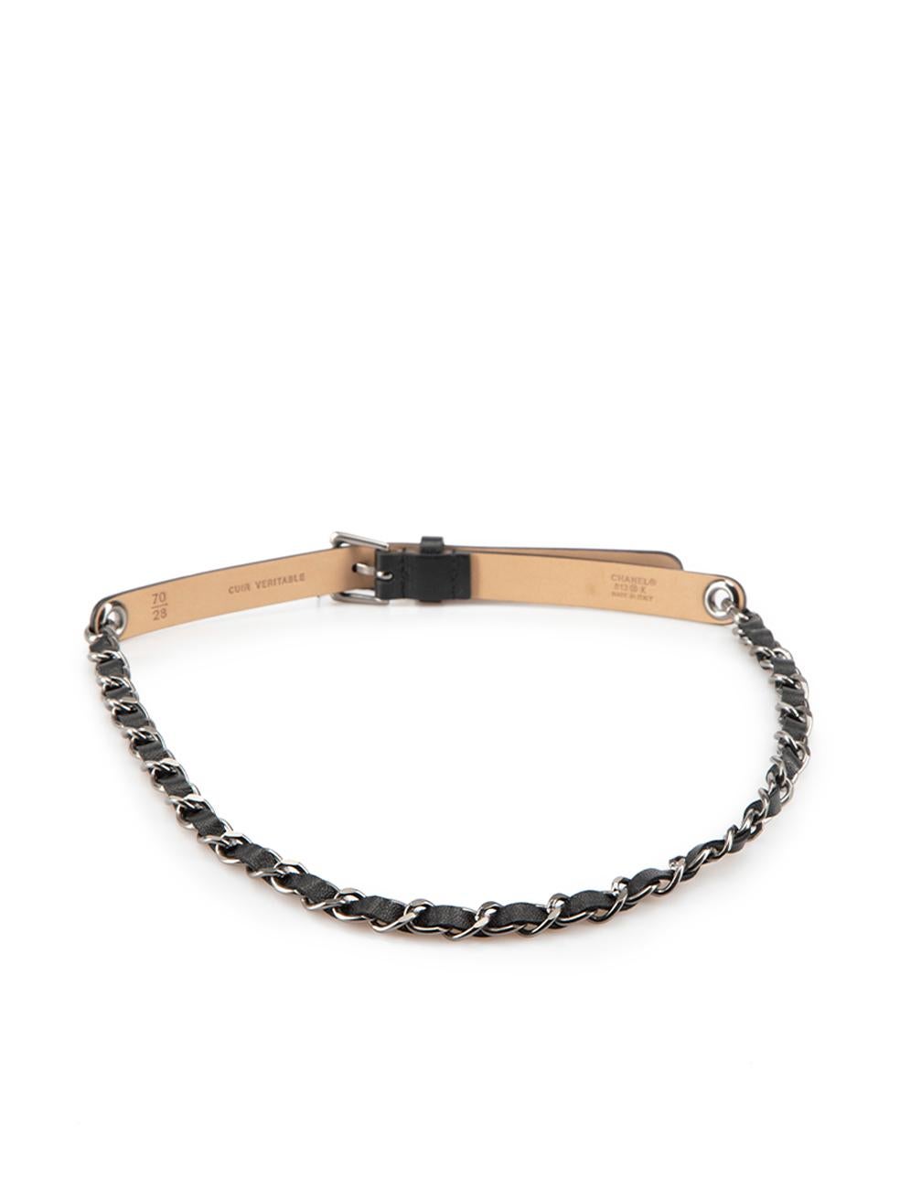 Chanel Black Leather Skinny Chain Belt In New Condition For Sale In London, GB