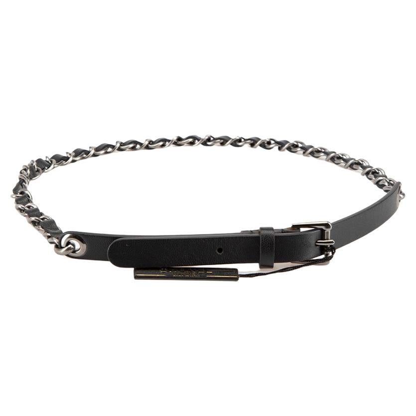 Chanel Black Leather Skinny Chain Belt For Sale