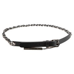 Chanel Black Leather Skinny Chain Belt