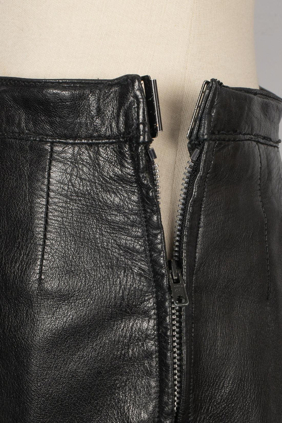 Chanel Black Leather Skirt For Sale 2