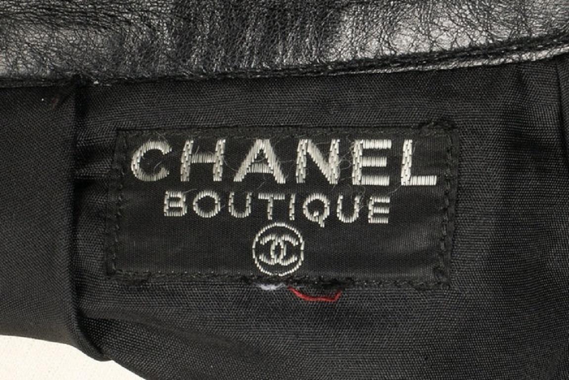 Chanel Black Leather Skirt For Sale 3