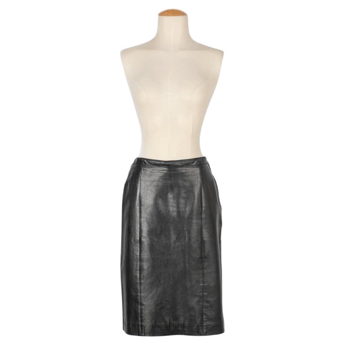 Chanel Black Leather Skirt For Sale