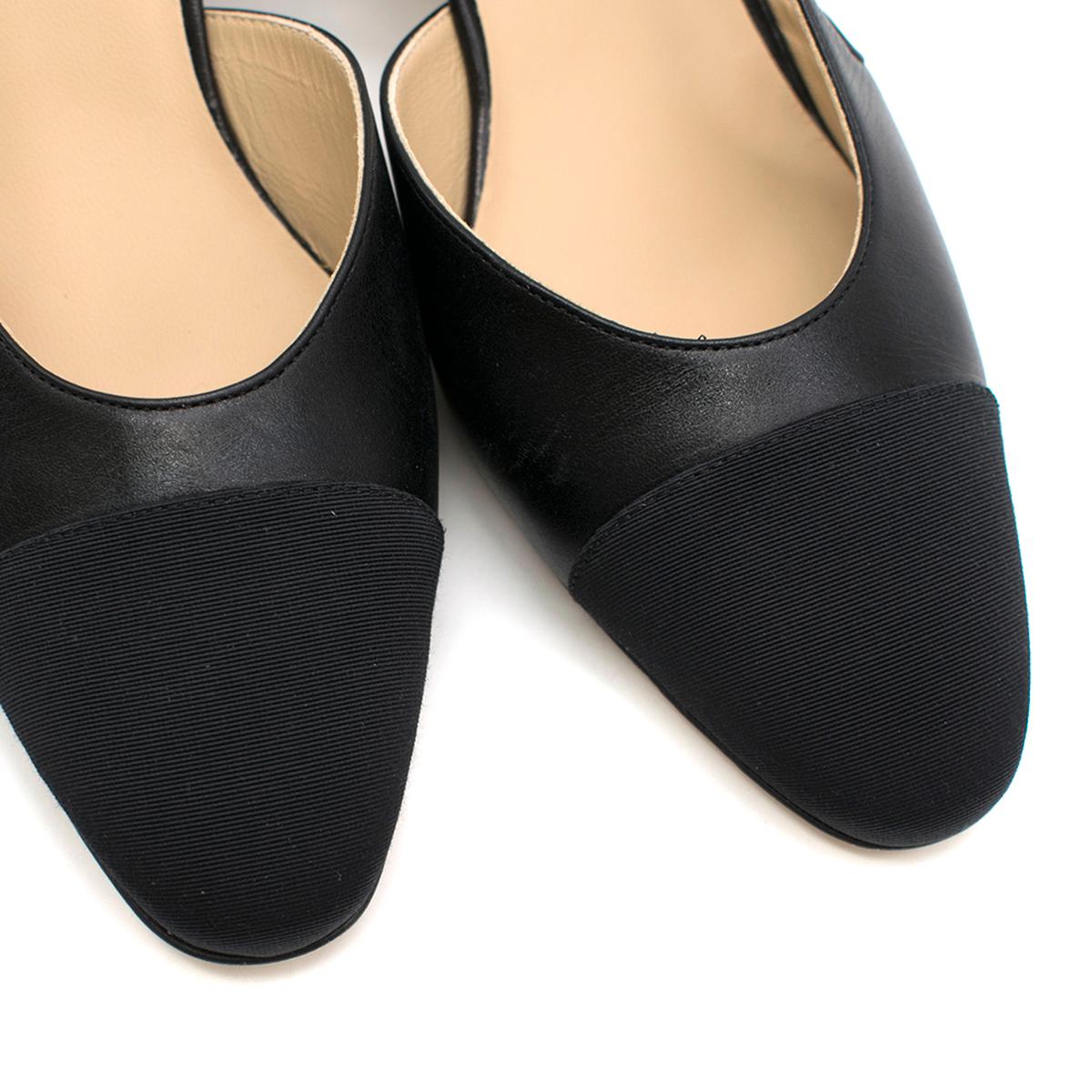 Women's Chanel Black Leather Slingback Block Heels 39.5