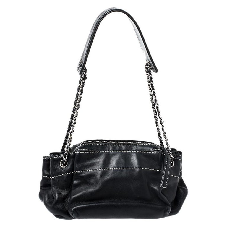 Chanel Black Leather Small Accordion Shoulder Bag For Sale at 1stDibs ...