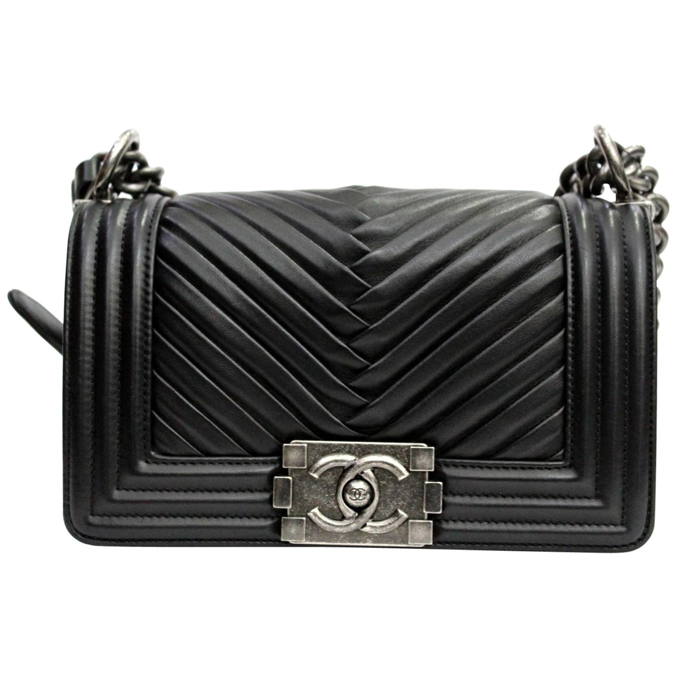 Chanel Black Leather Small Boy Bag